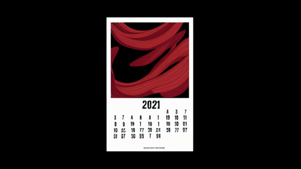 Stable Diffusion generated red and black illustrated calendar.